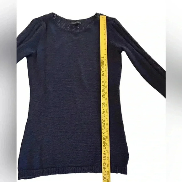 RACHEL ZOE Womens Sweater Size Medium Karla Navy Blue Open Weave Semi Sheer EUC. - Picture 9 of 10